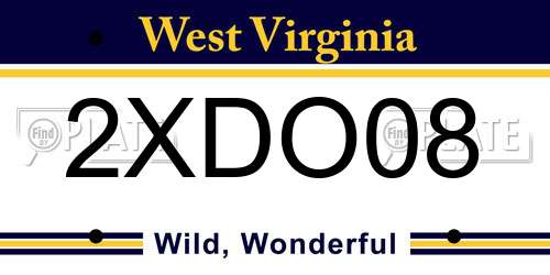 2XDO08 West Virginia License Plate
