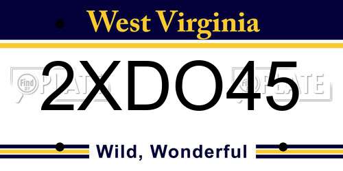 2XDO45 West Virginia License Plate