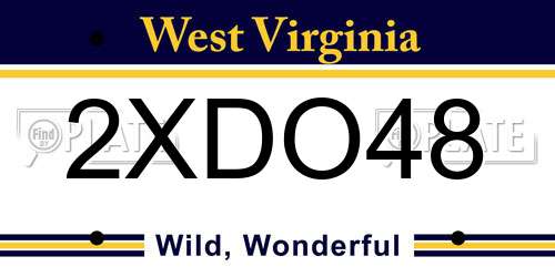 2XDO48 West Virginia License Plate