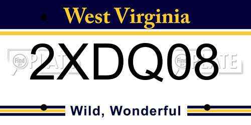 2XDQ08 West Virginia License Plate