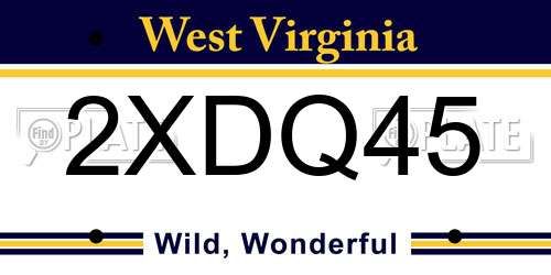 2XDQ45 West Virginia License Plate