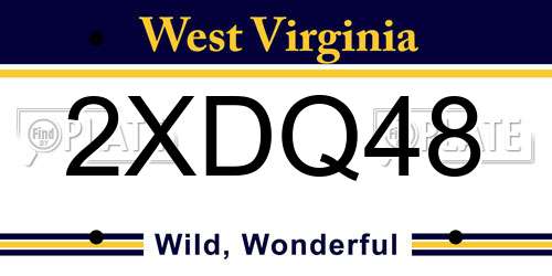2XDQ48 West Virginia License Plate