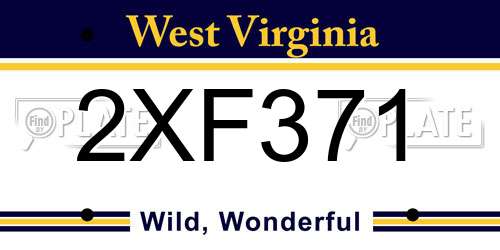 2XF371 West Virginia License Plate