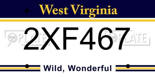 2XF467 West Virginia License Plate
