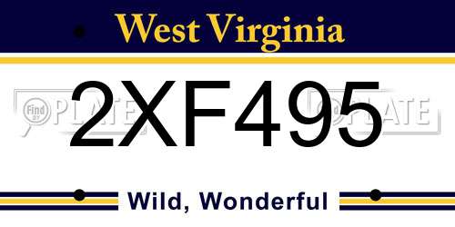 2XF495 West Virginia License Plate