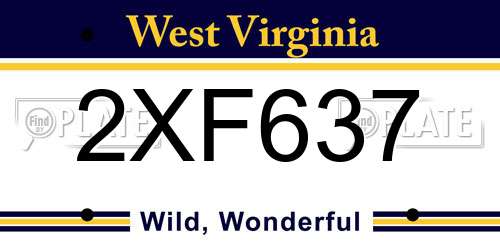 2XF637 West Virginia License Plate