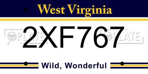 2XF767 West Virginia License Plate