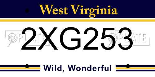 2XG253 West Virginia License Plate