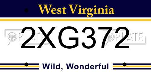 2XG372 West Virginia License Plate