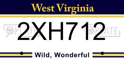2XH712 West Virginia License Plate