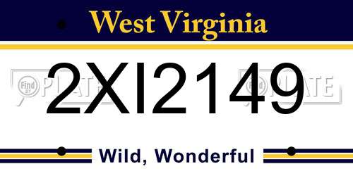 2XI2149 West Virginia License Plate