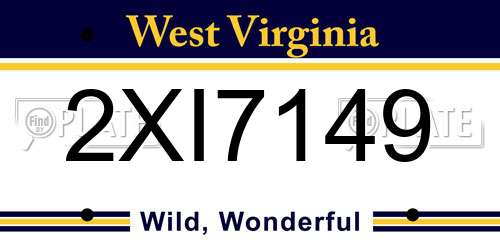 2XI7149 West Virginia License Plate