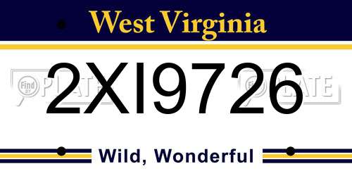 2XI9726 West Virginia License Plate