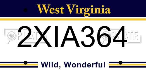 2XIA364 West Virginia License Plate