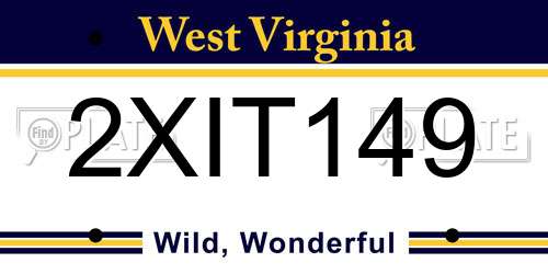 2XIT149 West Virginia License Plate