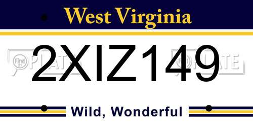 2XIZ149 West Virginia License Plate