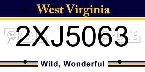 2XJ5063 West Virginia License Plate