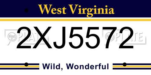 2XJ5572 West Virginia License Plate
