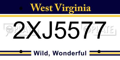 2XJ5577 West Virginia License Plate
