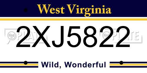 2XJ5822 West Virginia License Plate