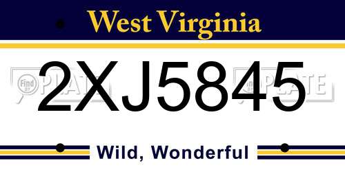 2XJ5845 West Virginia License Plate