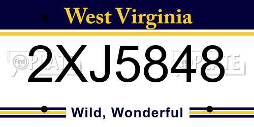 2XJ5848 West Virginia License Plate