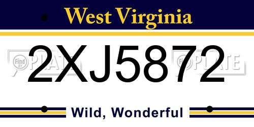 2XJ5872 West Virginia License Plate