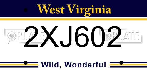 2XJ602 West Virginia License Plate