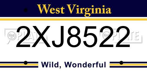2XJ8522 West Virginia License Plate