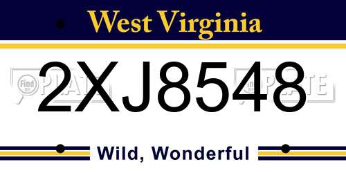 2XJ8548 West Virginia License Plate