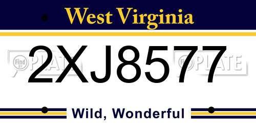 2XJ8577 West Virginia License Plate