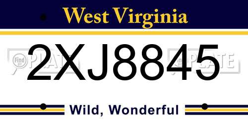 2XJ8845 West Virginia License Plate