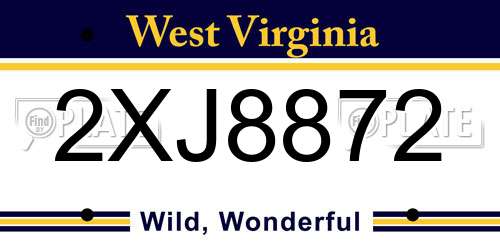 2XJ8872 West Virginia License Plate