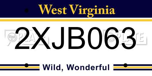 2XJB063 West Virginia License Plate