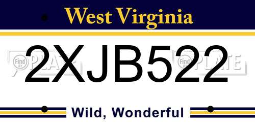 2XJB522 West Virginia License Plate