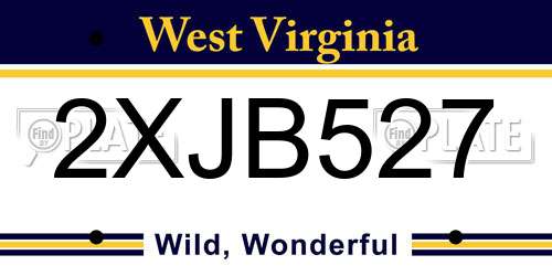 2XJB527 West Virginia License Plate
