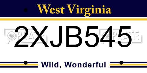 2XJB545 West Virginia License Plate