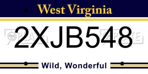2XJB548 West Virginia License Plate
