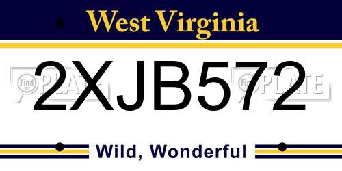 2XJB572 West Virginia License Plate