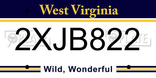 2XJB822 West Virginia License Plate