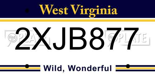 2XJB877 West Virginia License Plate