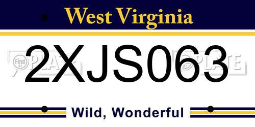 2XJS063 West Virginia License Plate