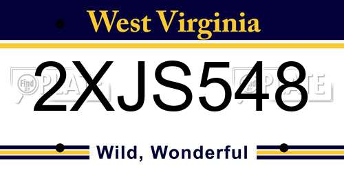 2XJS548 West Virginia License Plate