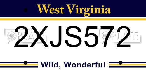 2XJS572 West Virginia License Plate