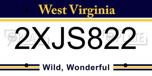 2XJS822 West Virginia License Plate