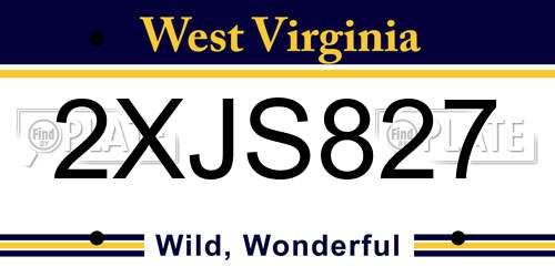 2XJS827 West Virginia License Plate