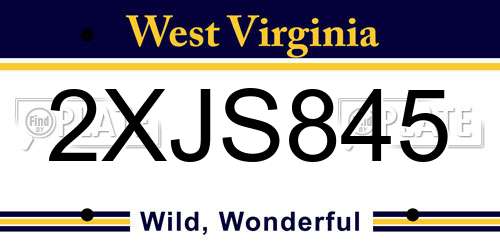 2XJS845 West Virginia License Plate