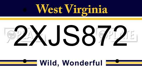 2XJS872 West Virginia License Plate
