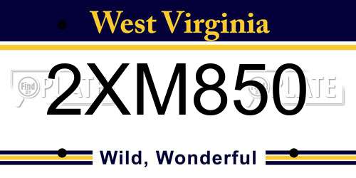 2XM850 West Virginia License Plate