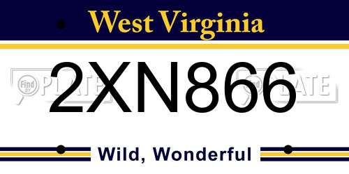 2XN866 West Virginia License Plate